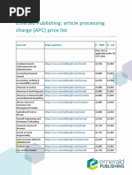 Emerald Publishing: Article Processing Charge (APC) Price List