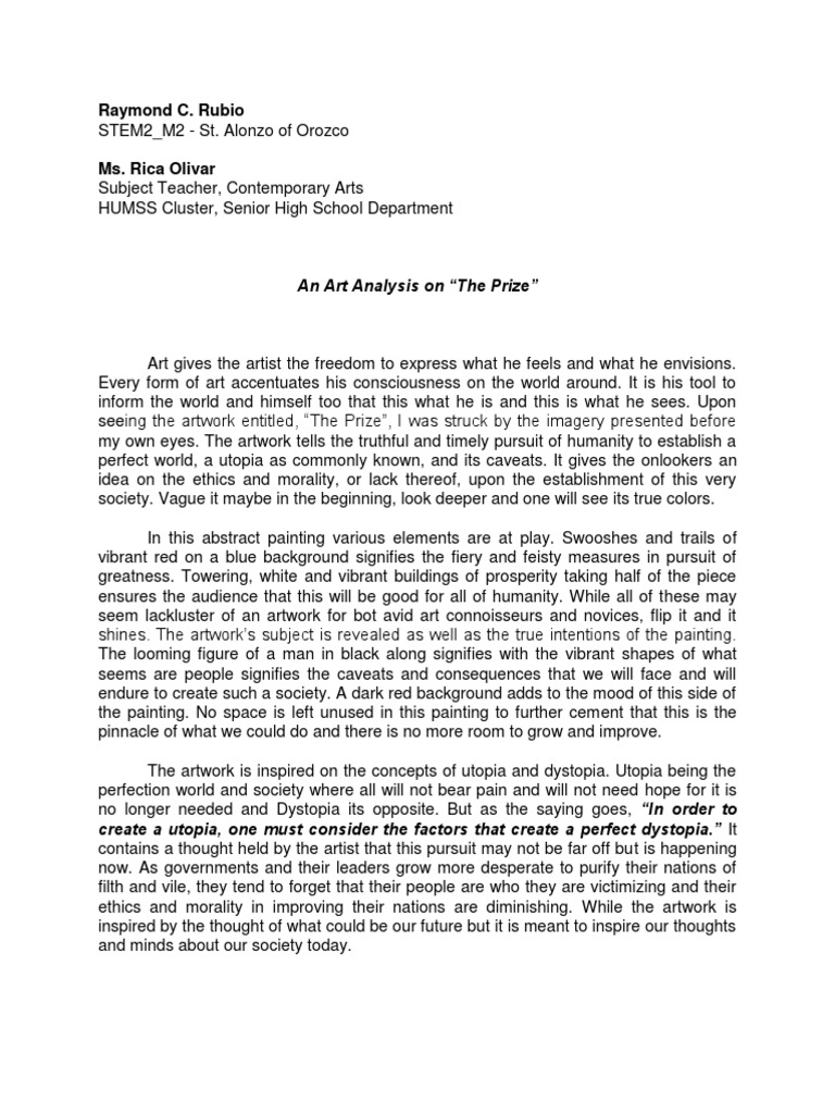 Art Analysis of "The Prize" Painting | PDF | Utopia | Paintings