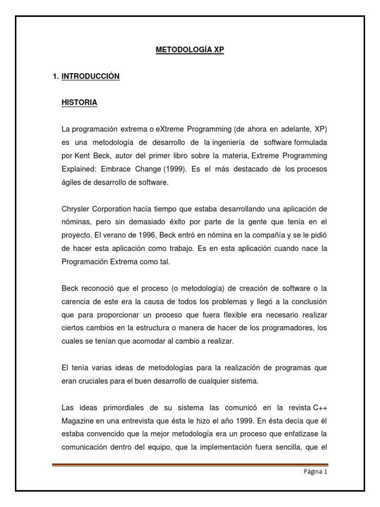 Metodología XP en Desarrollo de Software | PDF | Software | Ingeniería ...
