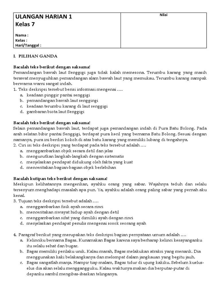 Penggunaan Sinonim Pada Teks Deskripsi Pantai Senggigi