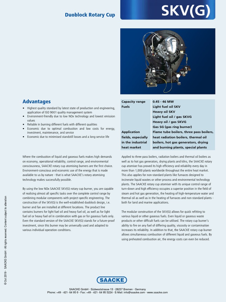 SAACKE Burner SKV (G) Technical-Group Pdf-En PDF | PDF | Fuel Oil ...