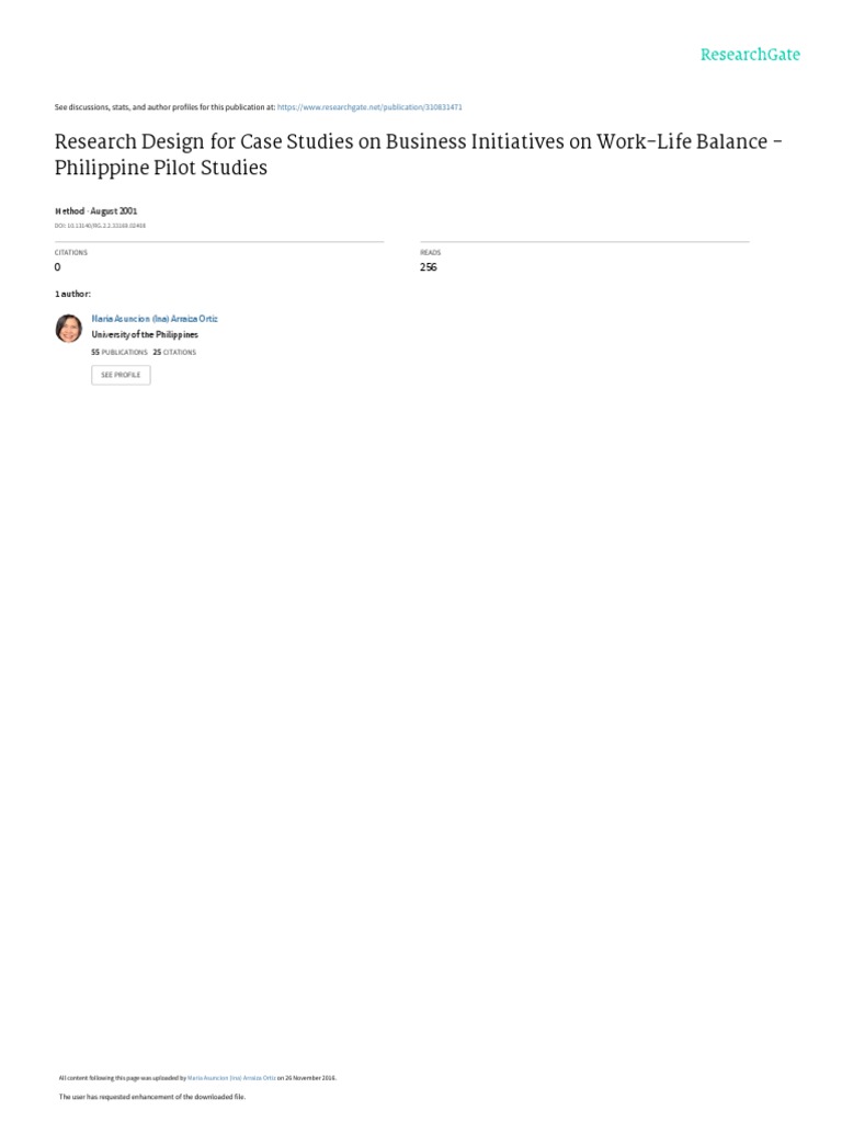 Research Design for Philippine Work-Life Case Studies | PDF | Work–Life ...