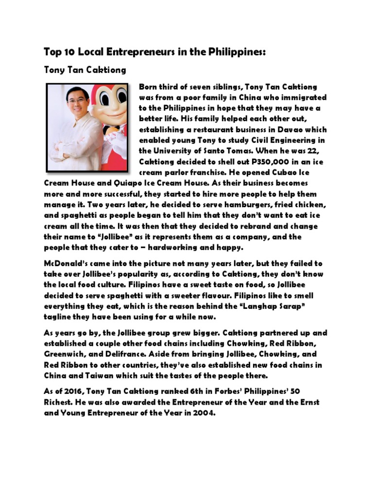 Top 10 Successful Filipino Entrepreneurs | PDF | Mark Zuckerberg ...