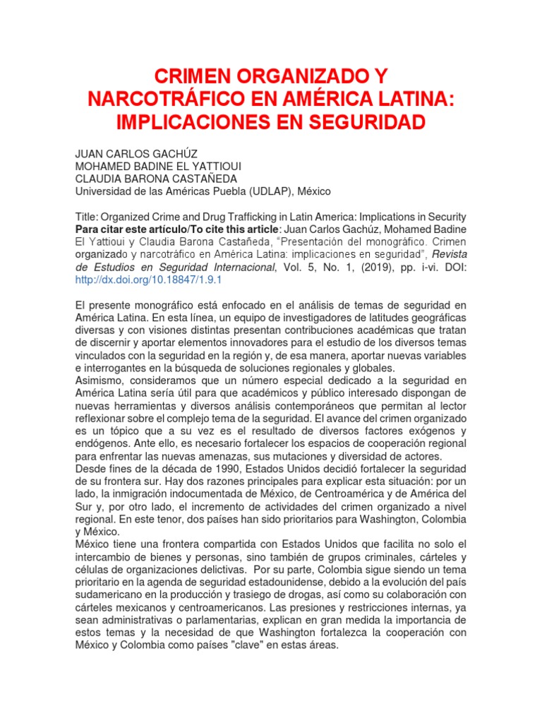 Crimen Organizado y Narcotráfico en LATAM | PDF | Crimen organizado ...