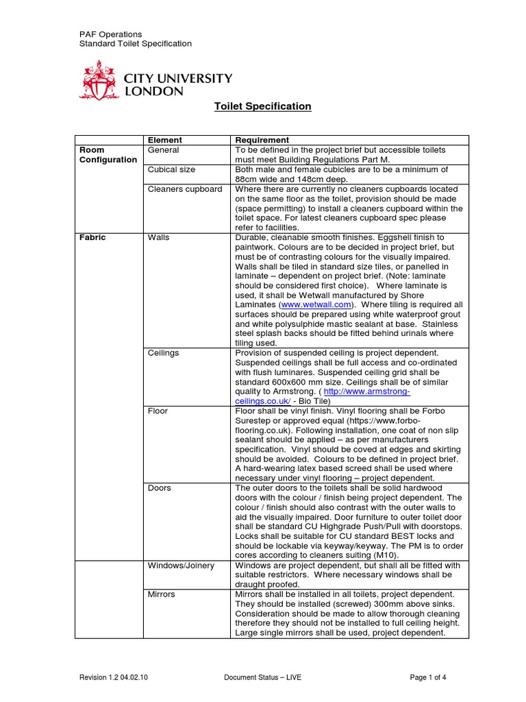 Washroom Design Standards | PDF | Water Heating | Hvac