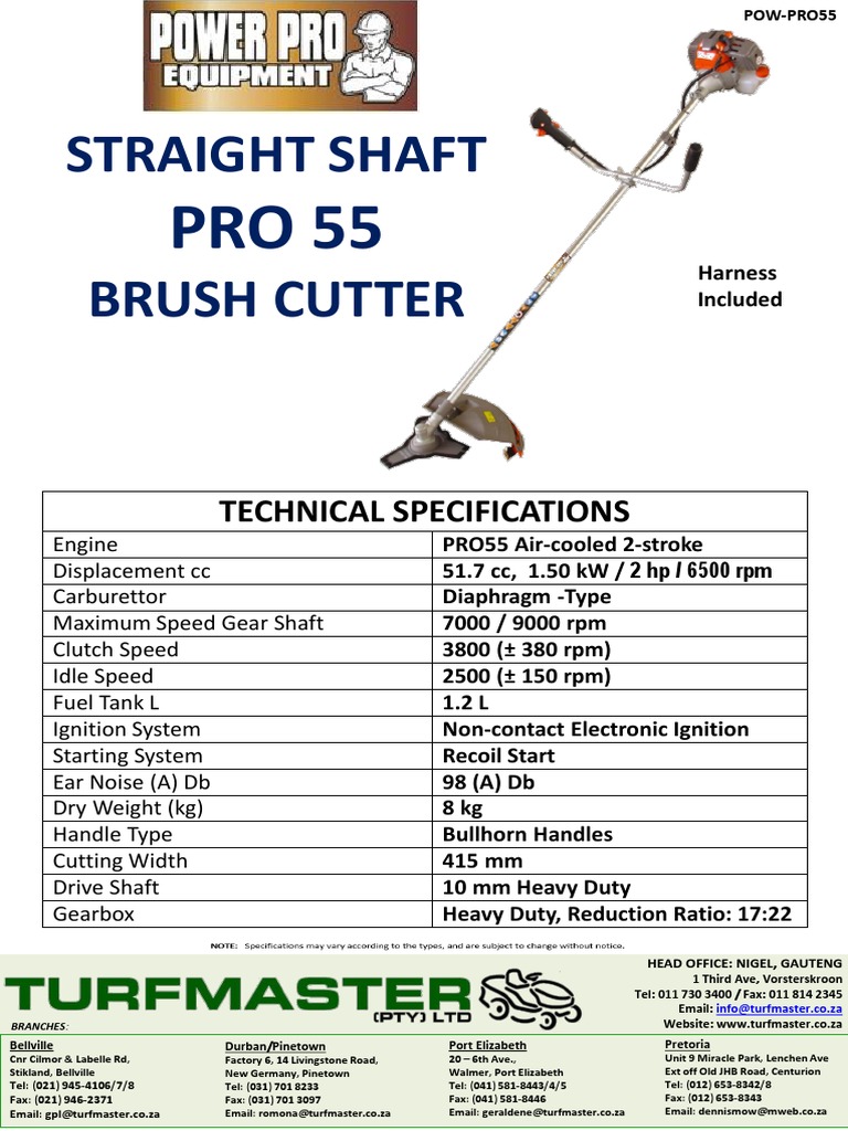 Straight Shaft Brush Cutter Technical Specifications PDF