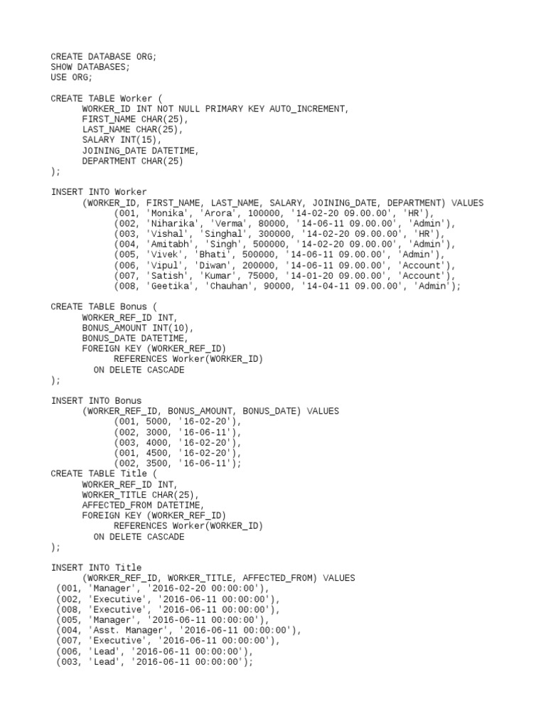 SQL Practice PDF Computer Data Sql