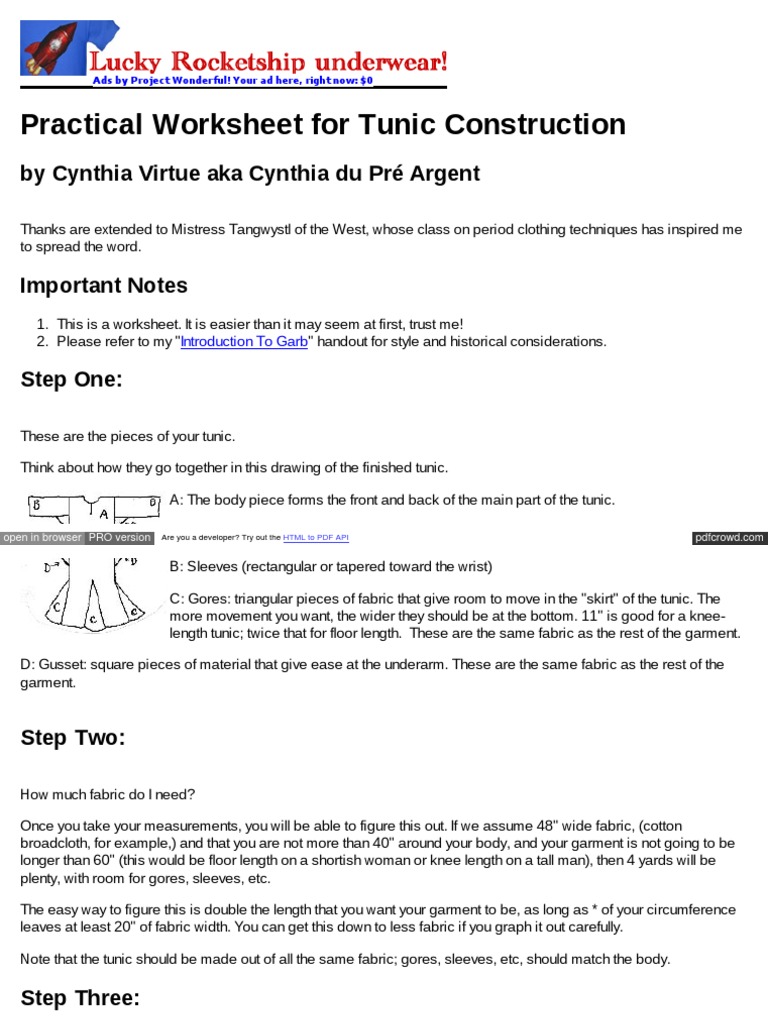 Medieval Tunic How To Download Free PDF Seam (Sewing) Sewing