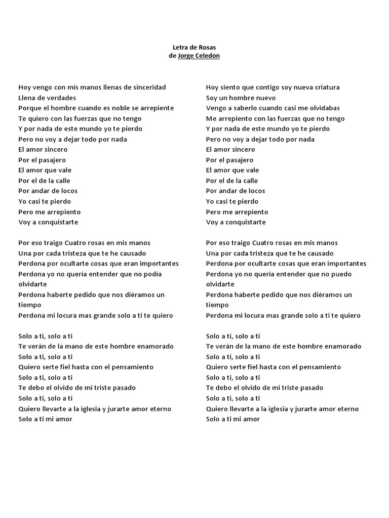 Letra De Rosas Amor Religion Y Creencia letra de rosas amor religion y creencia