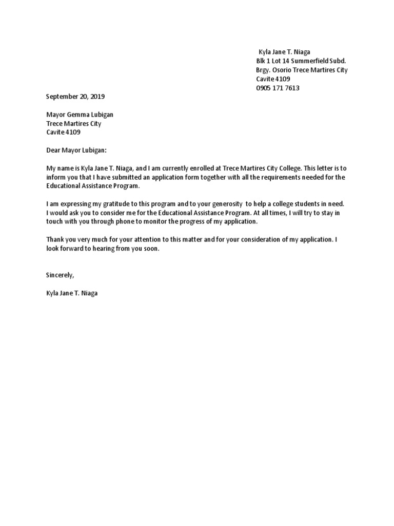 Letter Addressed To The Mayor | PDF