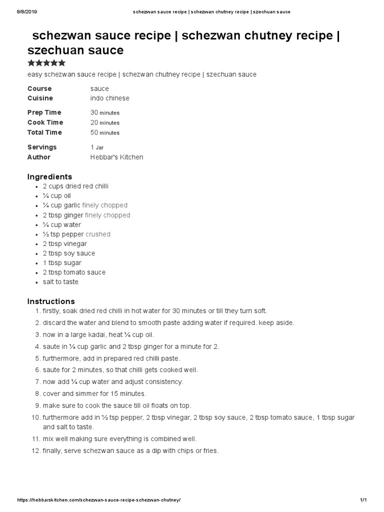 Easy Schezwan Sauce Recipe PDF