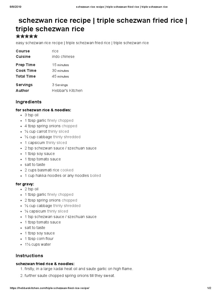 Triple Schezwan Fried Rice Recipe | PDF | Tomato Sauce | Sauce