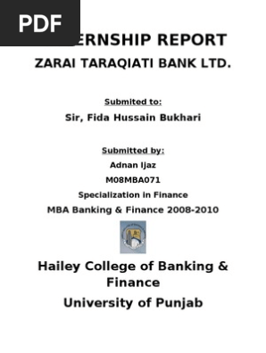 Internship Report Ztbl Hailey College Debits And Credits - 