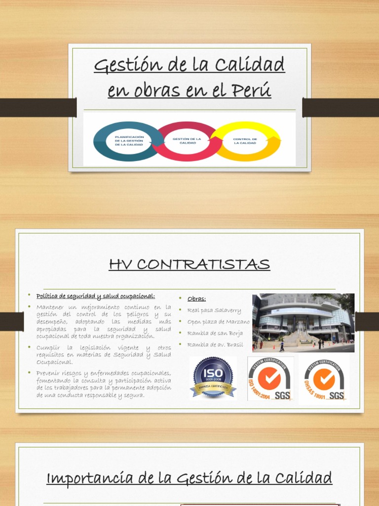 Gestión de Calidad en Obras Civiles Perú | PDF | Gestión de la calidad ...