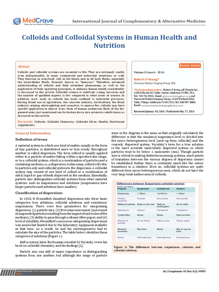 Colloids and Colloidal Systems in Human Health and Nutrition | PDF ...