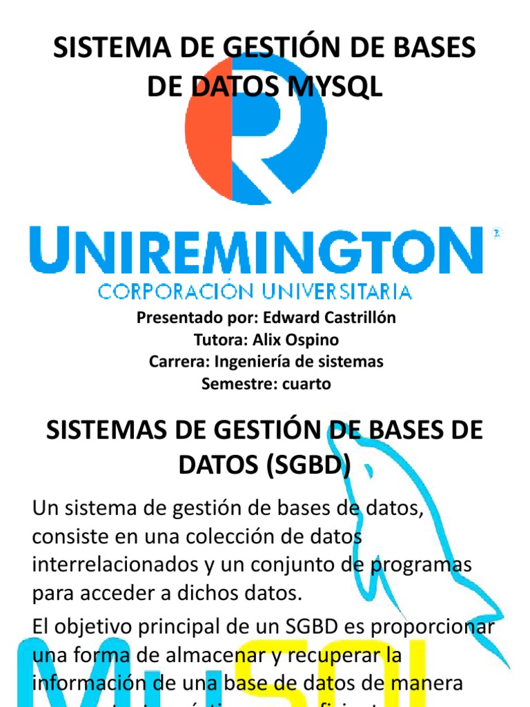 Sistema de Gestión de Bases de Datos Mysql | PDF | Mi sql | Software libre