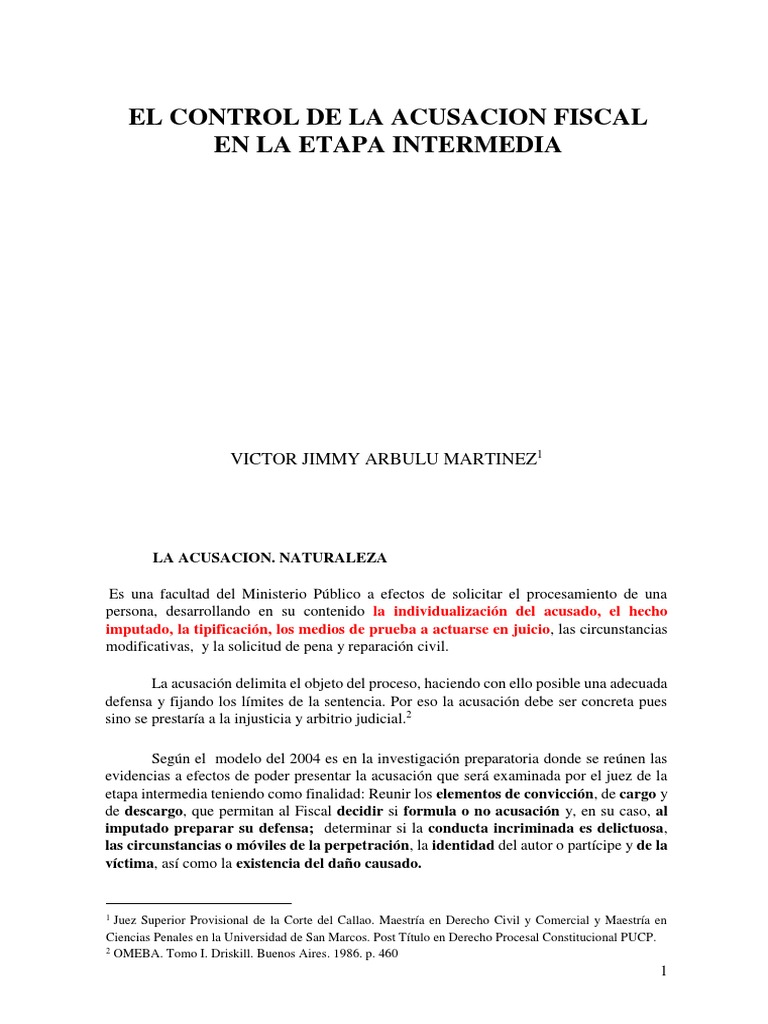 Control de la Acusación Fiscal en Juicios | PDF | Procedimiento ...