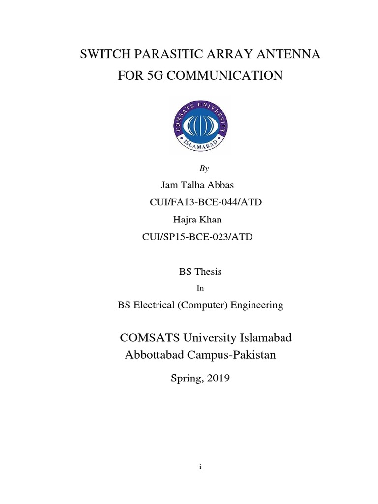 Switch Parasitic Array Antenna For 5G Communication COMSATS University