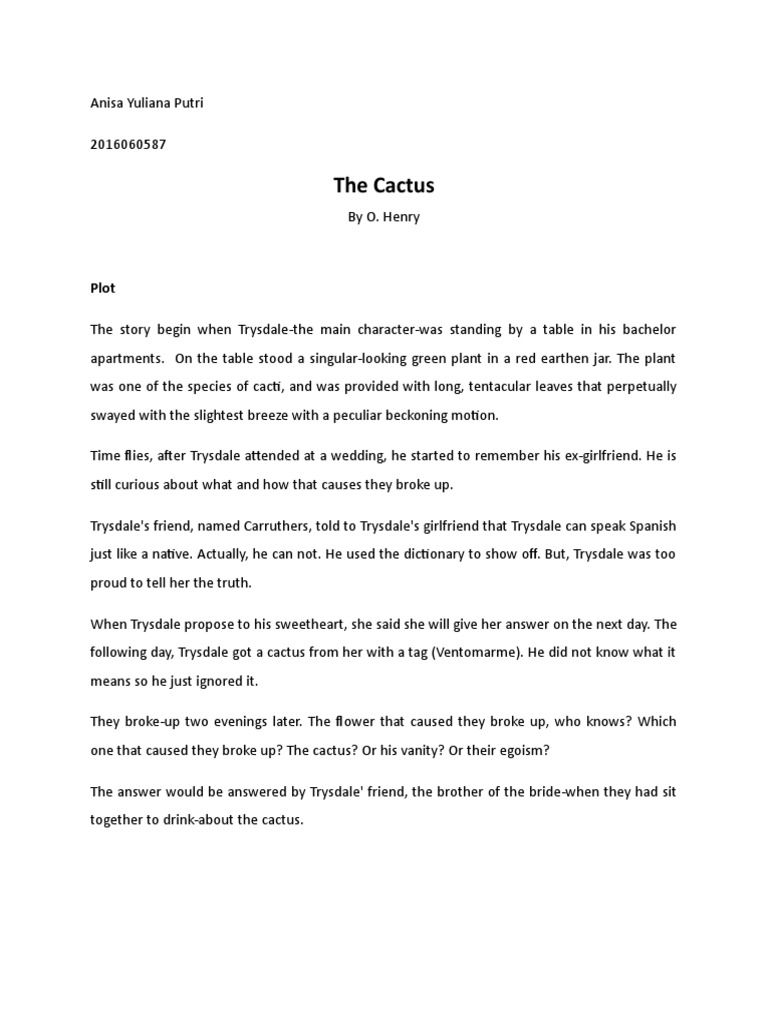 The Cactus: A Tale of Egoism and Misunderstanding | PDF