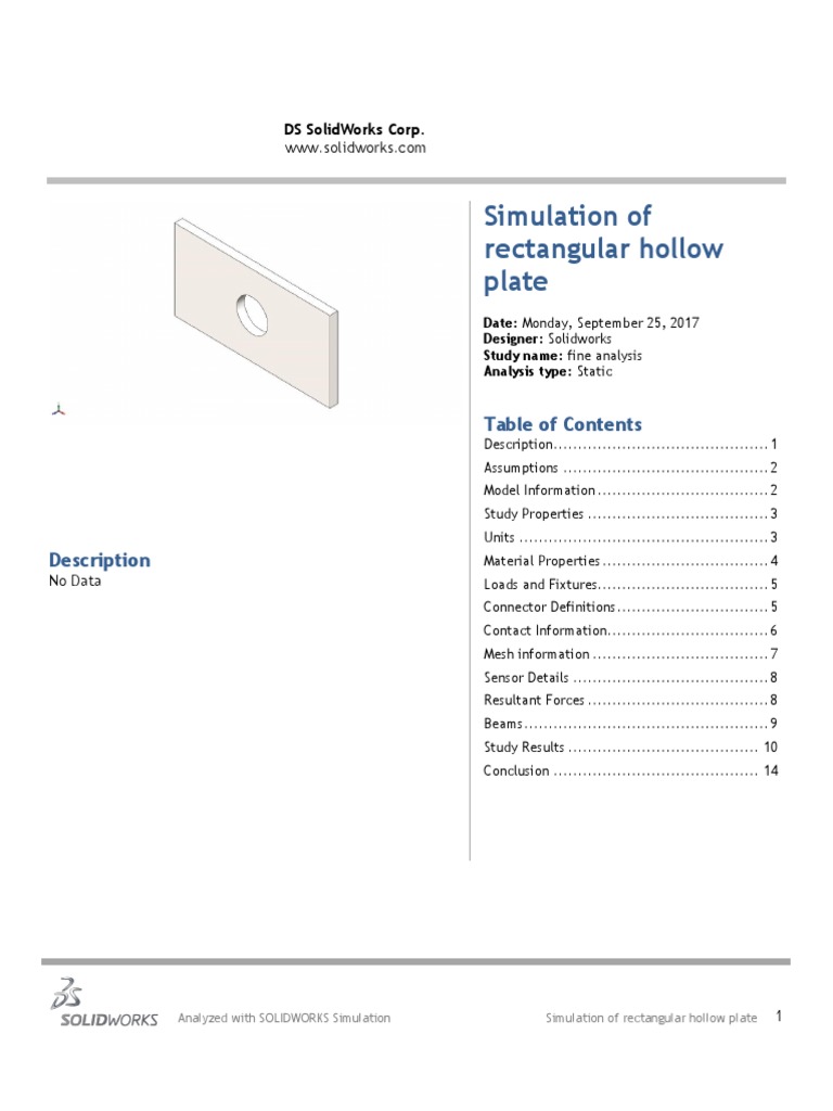 Rectangular Hollow Plate-Fine Analysis-1 | PDF | Young's Modulus ...
