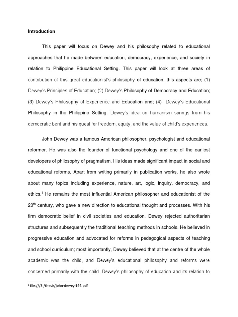 Dewey's Educational Philosophy in the Philippines | PDF | John Dewey ...