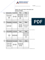 Exercise On Place Values: Name: - Score