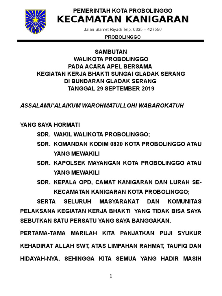 Sambutan Kerja Bakti Doc