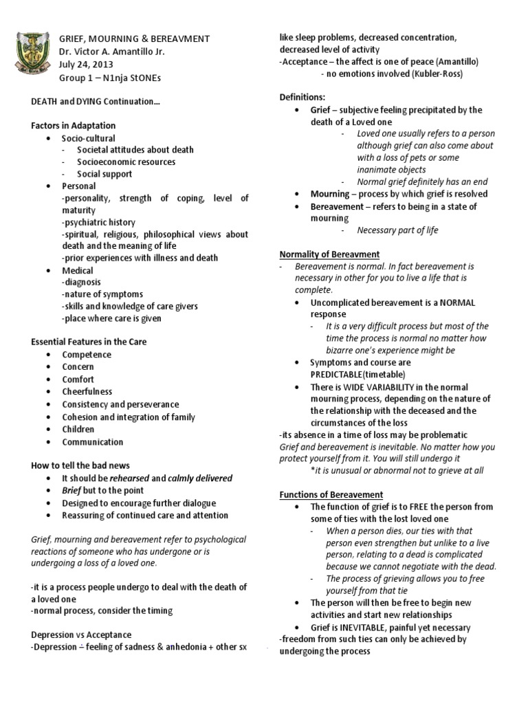 Understanding Grief and Mourning in Tagalog | PDF | Grief | Major ...