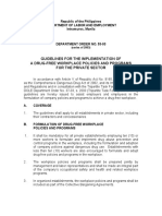 Department Order No. 53-03 Guidelines For The Implementation of A Drug-Free Workplace