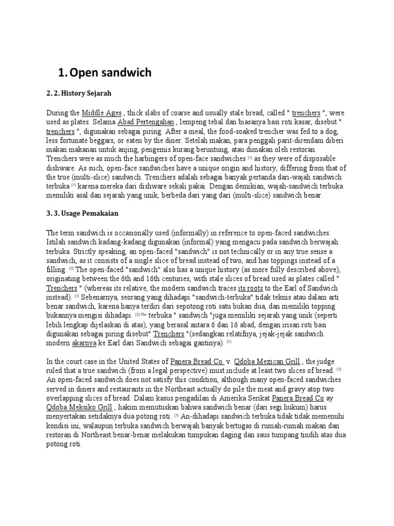Open Sandwich 2. 2. History Sejarah PDF Foods Fermented Foods
