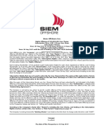 Siem Offshore Rights Offering of 100 Million New Shares