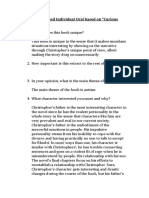 Questions For and Individual Oral Based On "Curious Incident"