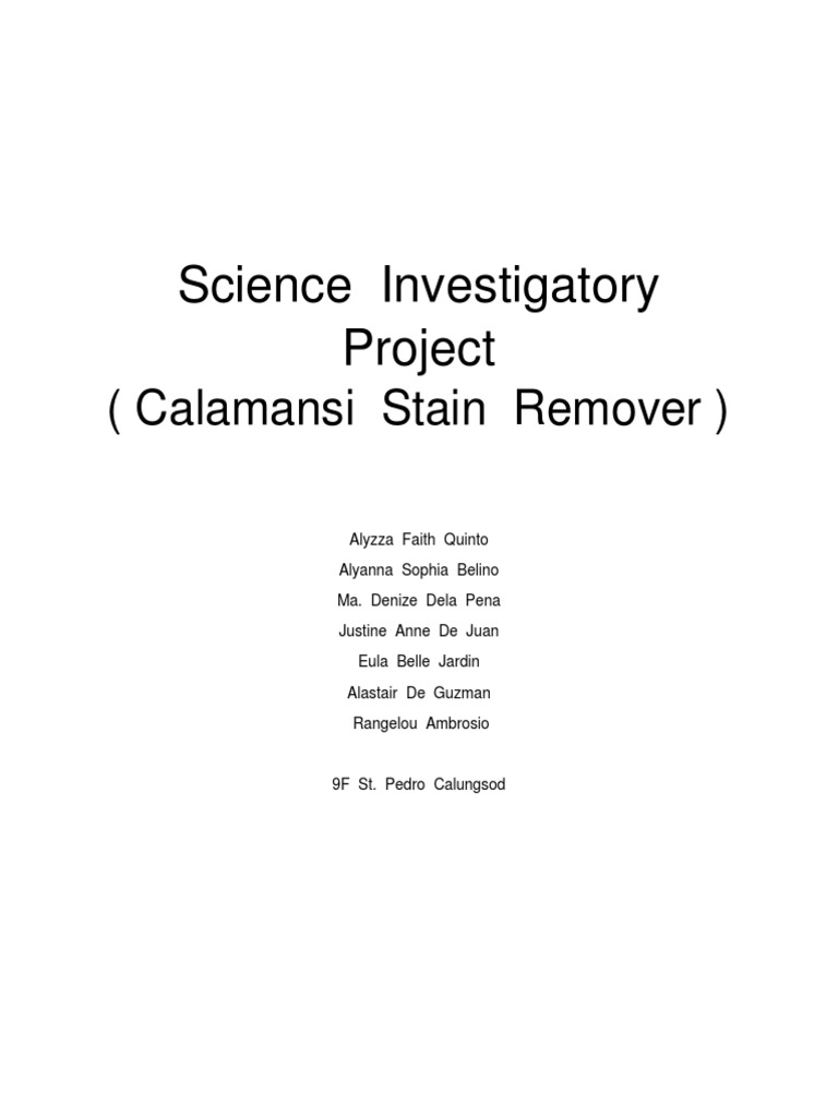 An Effective Homemade Stain Remover Evaluating the Stain Removing