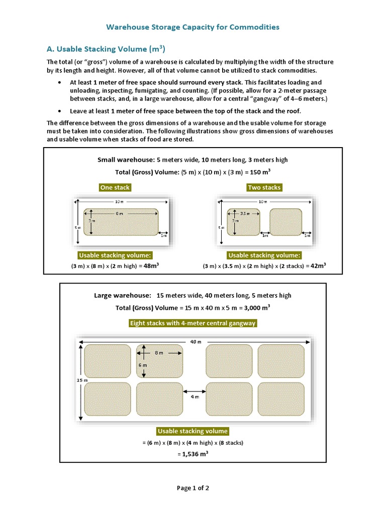 Calculating Warehouse Storage Capacity | PDF | Warehouse | Volume