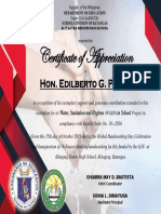 Certificate of Appreciation: Hon. Edilberto G. Ponggos