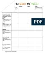 Senses and Prediction Sheet