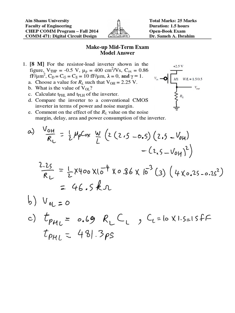 COMM 471 Digital Circuit Exam Guide | PDF | Logic Gate | Electrical ...
