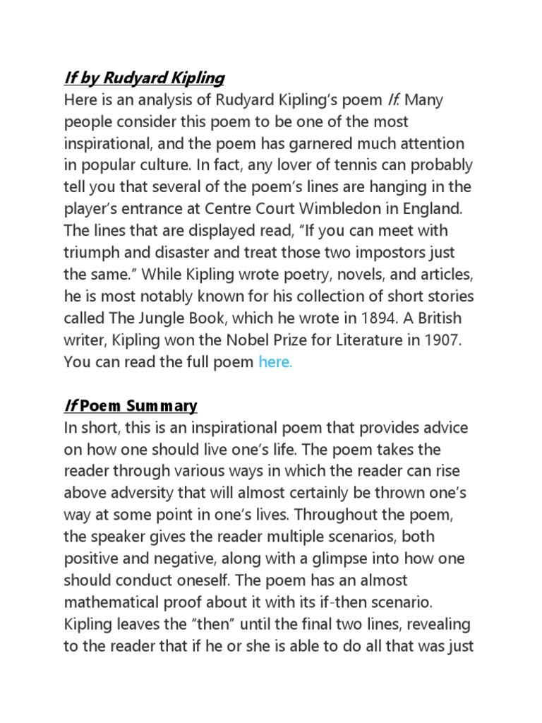 If by Rudyard Kipling | PDF | Poetry