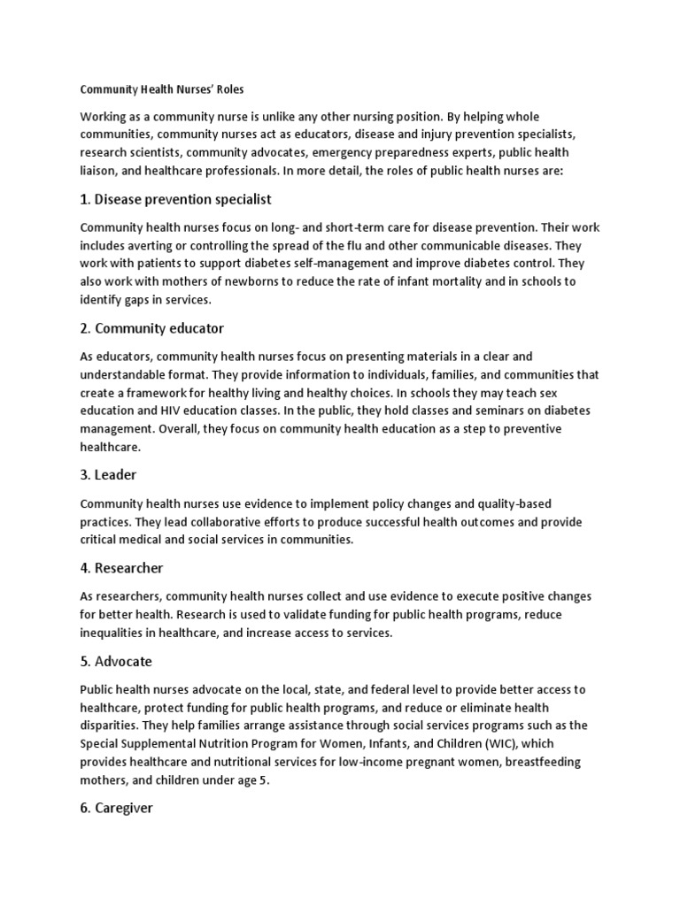 The Diverse and Critical Roles of Community Health Nurses in Disease ...