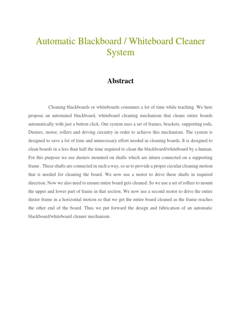 Automatic Blackboard Cleaner System PDF
