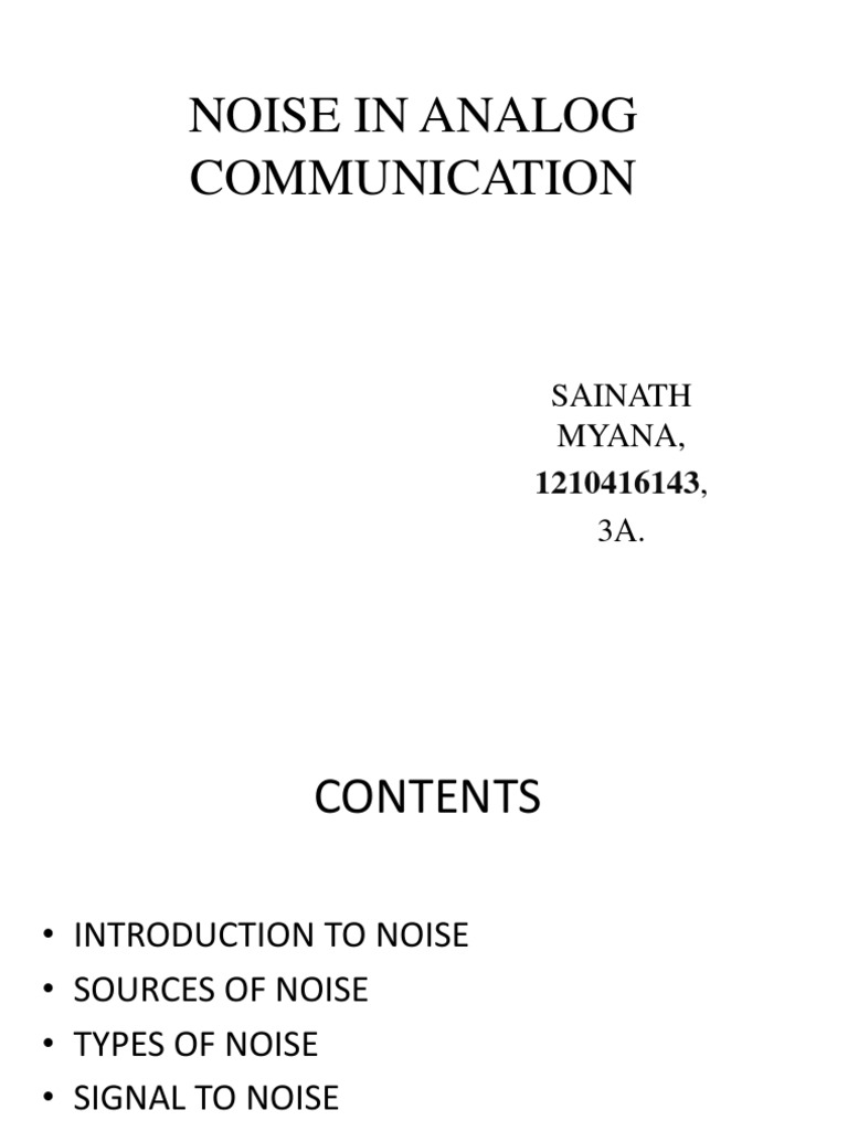 Noise in Analog Communication | PDF | Signal To Noise Ratio ...