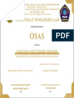 Sertifikat Penghargaan: Pengurus MPK Periode 2018-2019