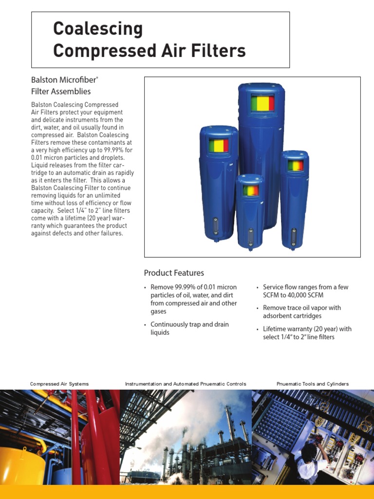 Balston Coalescing Compressed Air and Gas Filters PDF Liquids
