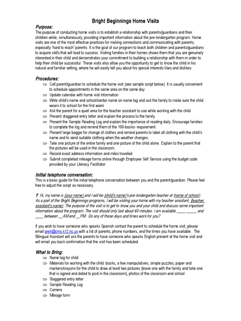 Home Visit Guide for Pre-K Programs | PDF | 9 1 1 | Police