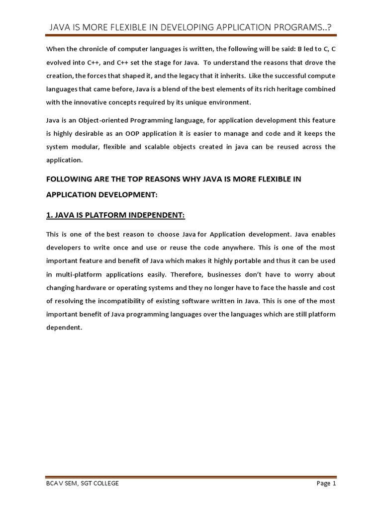 Java Is More Flexible in Developing Application Programs..? | PDF ...