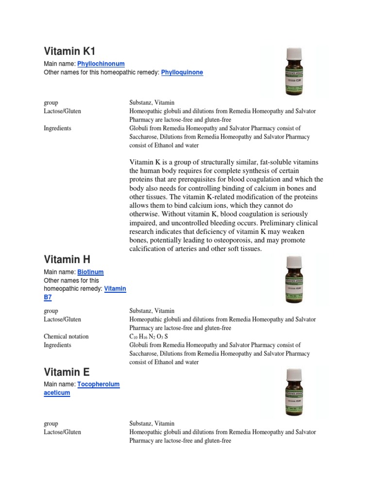 Vitamin Remedy Homeopathic PDF Homeopathy Vitamin B12