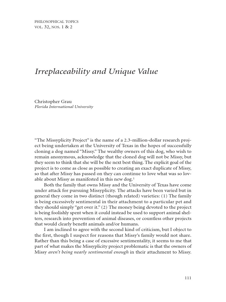Irreplaceability and Unique Value in Love | PDF | Socrates | Property