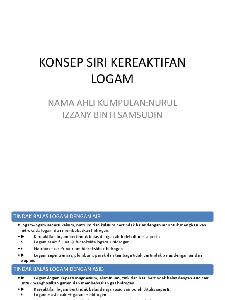 Konsep Siri Kereaktifan Logam Pdf