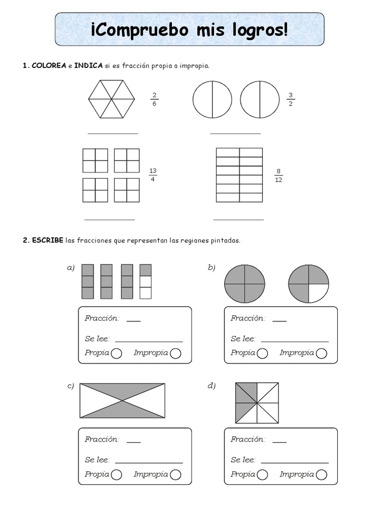 Fraciones Propias, Impropias y Mixtos | PDF | Deportes | Ajedrez, image size:768x1024
