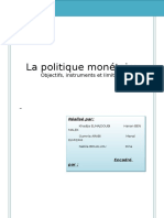 La Politique Monétaire: Objectifs, Instruments Et Limites